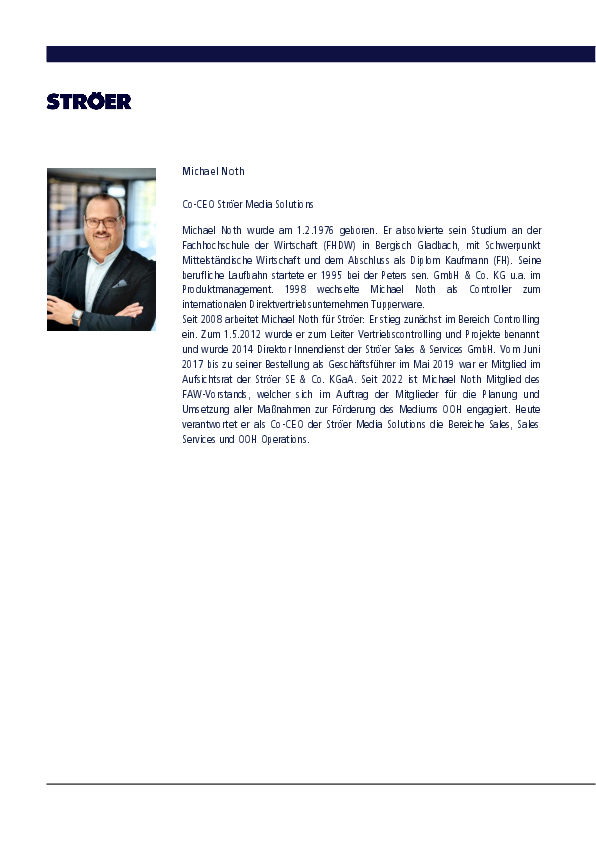 Lebenslauf Michael Noth, Co-CEO Ströer Media Solutions
