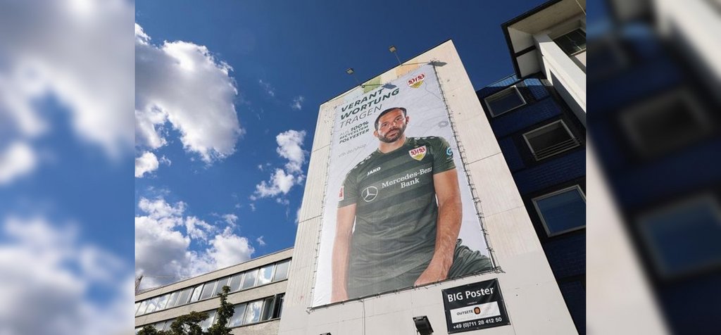 Riesenposter vom VfB Stuttgart reinigen die Luft