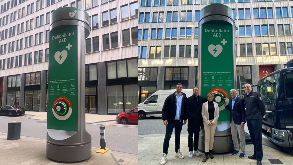 Ströer und Herzretter stellen Defibrillator in digitalem Medienträger vor