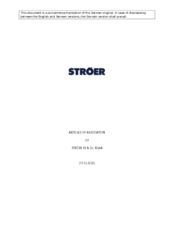 Articles of Association of Ströer SE & Co. KGaA