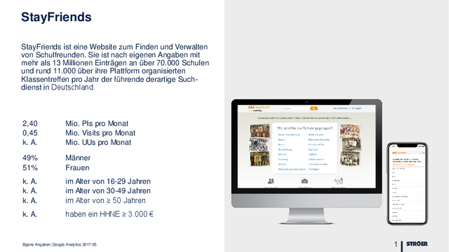 stayfriends.de OnePager